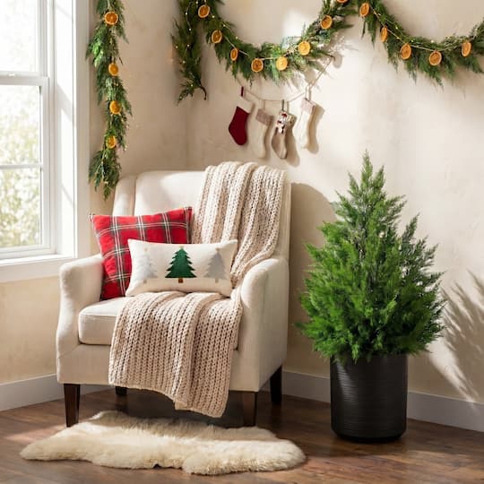 Nearly Natural 3ft. Unlit Real Touch Winter Cypress Artificial Potted Christmas Tree